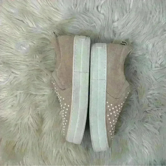 DANIEL Scilla Nude Suede Pearl Embellished Flatform Trainer sz 6 - Picture 12 of 13